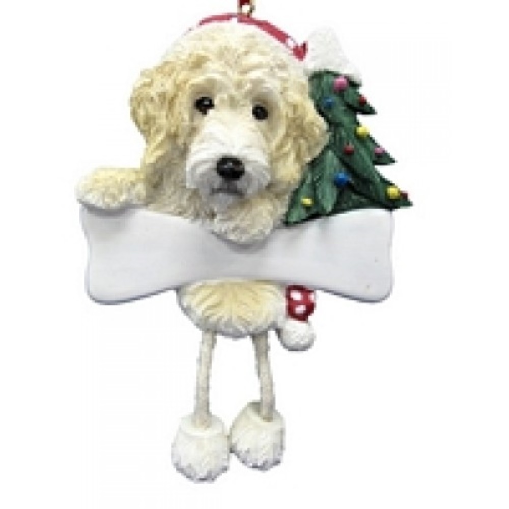 Labradoodle, cream , Dangling Legs Ornament